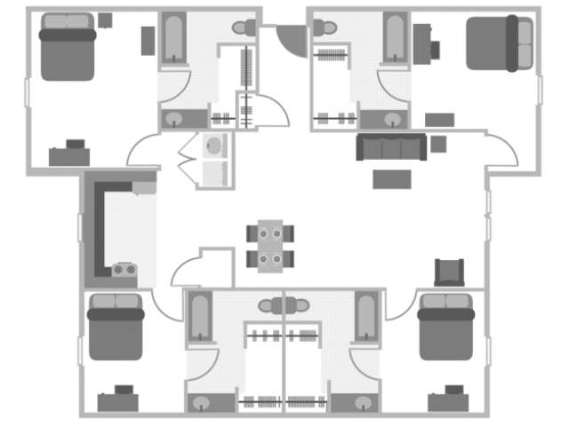 4 Bedroom, 4 Bath Apartments