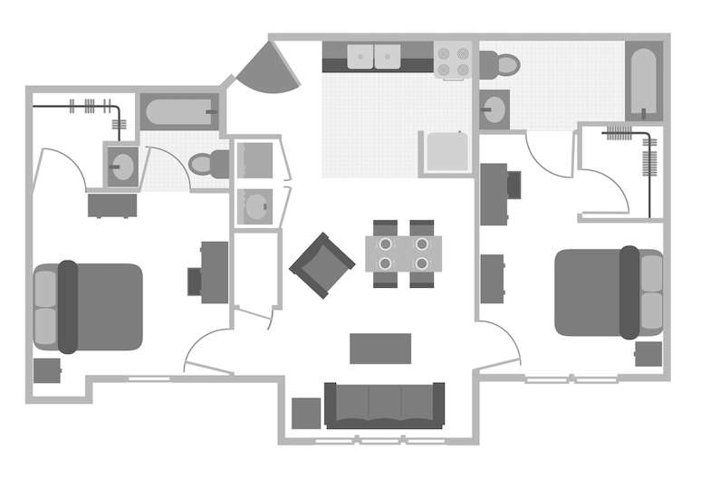 2 Bedroom, 2 Bath Apartments