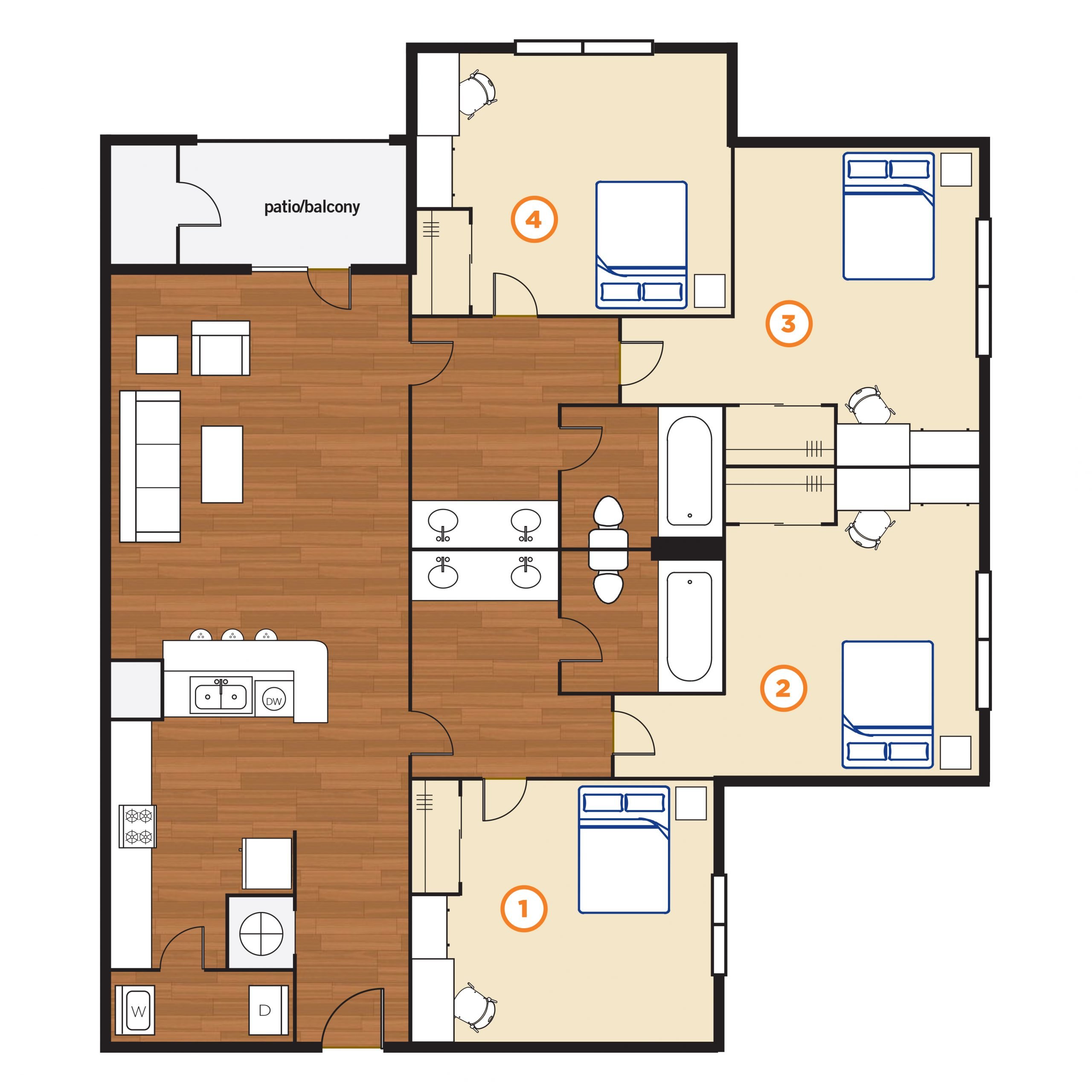 4 Bedroom 2 Bath Floorplans - The Reserve at Clemson